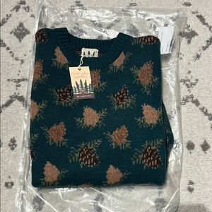 NWT Kiel James Patrick Forest Green Pinecone Crewneck Sweater
